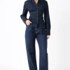 GREY LAB Denim | Matching Sets*- Denim Flared Shirt NAVY
