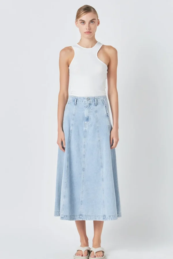 GREY LAB Denim | Skirts*- Denim Maxi Skirt LIGHTDENIM