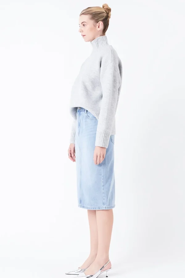 GREY LAB Denim | Skirts*- Denim Midi Skirt BLUE