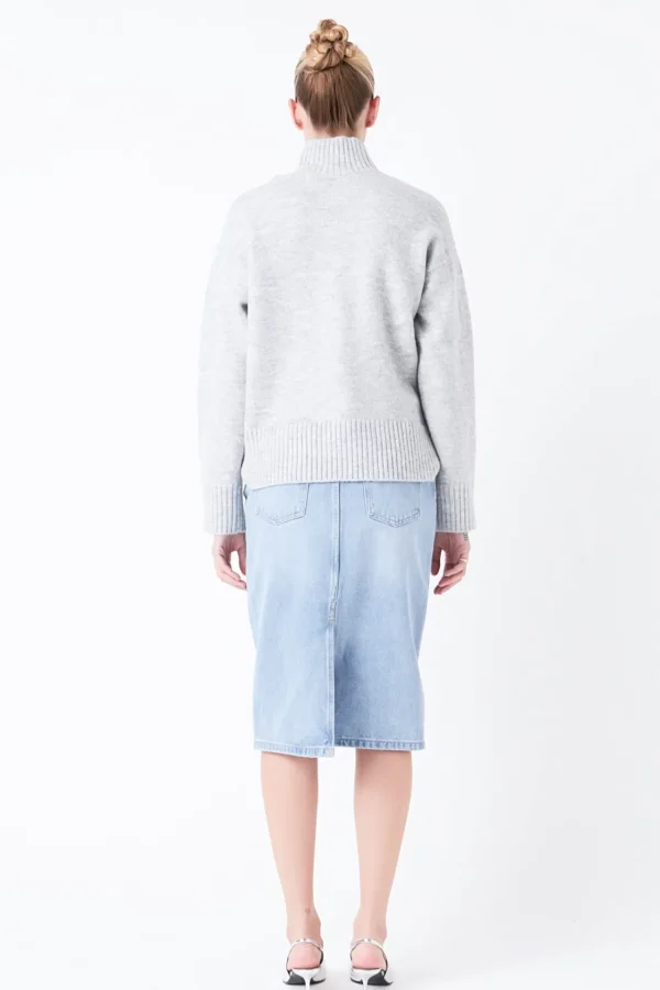 GREY LAB Denim | Skirts*- Denim Midi Skirt BLUE