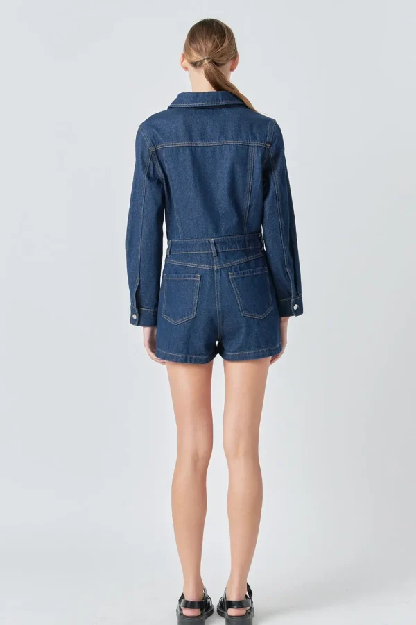 GREY LAB Denim | Tops*- Denim Mini Jumpsuit NAVY