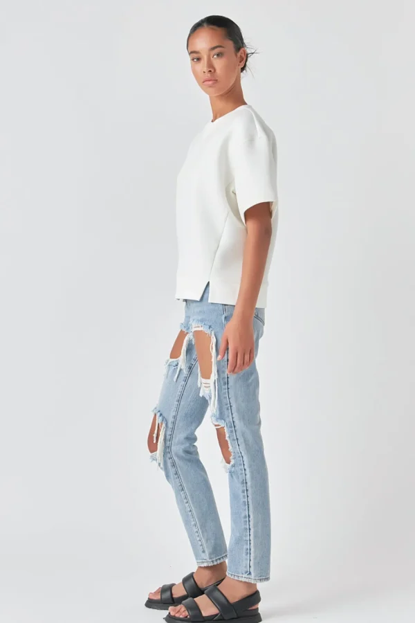 GREY LAB Denim | Tops*- Distressed Denim LIGHTDENIM