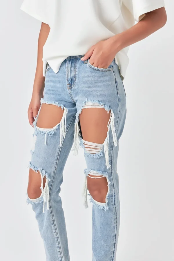 GREY LAB Denim | Tops*- Distressed Denim LIGHTDENIM