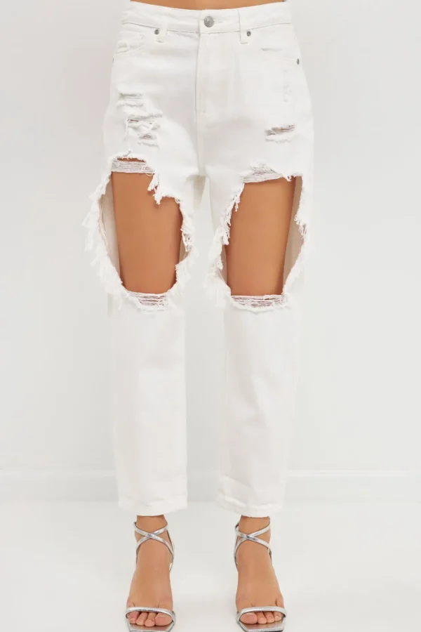 GREY LAB Denim | Tops*- Distressed Jeans WHITE