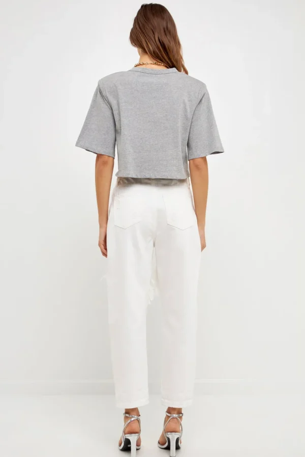 GREY LAB Denim | Tops*- Distressed Jeans WHITE