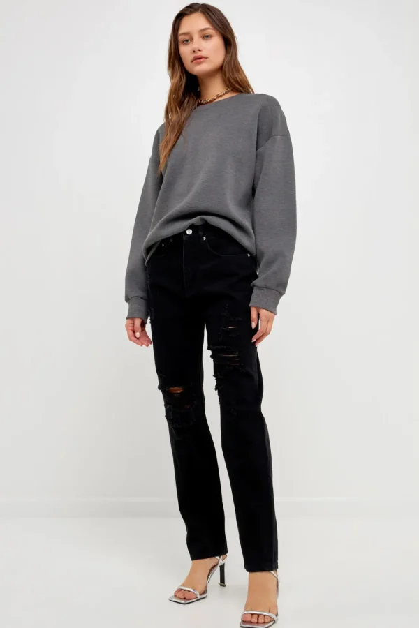 GREY LAB Denim | Tops*- Distressed Straight Leg Jeans