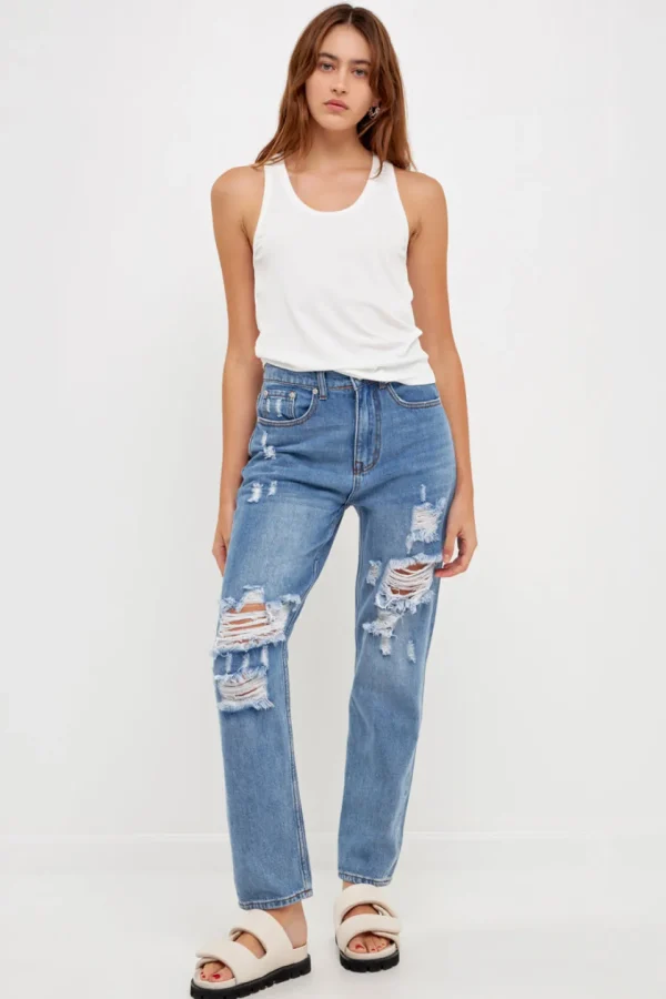 GREY LAB Denim | Tops*- Distressed Straight Leg Jeans