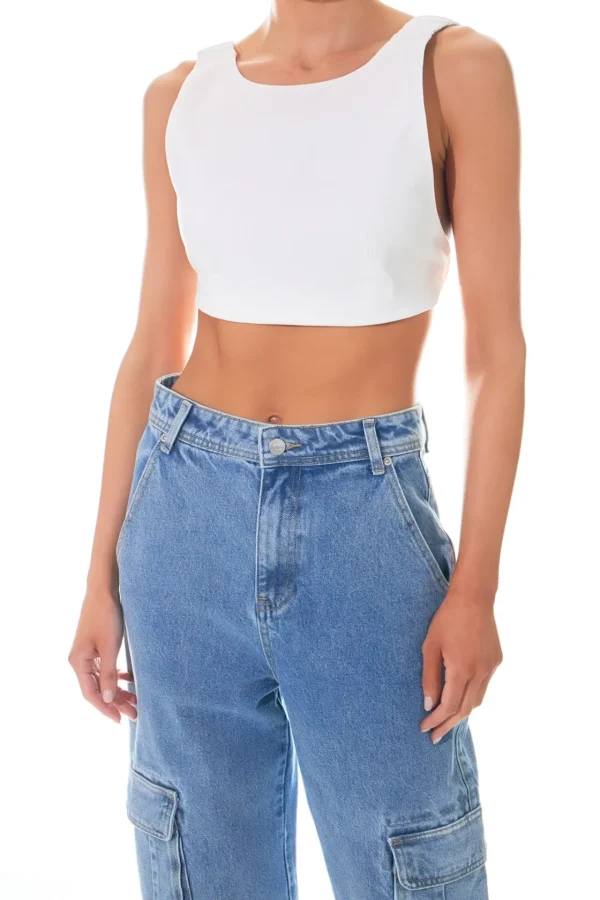 GREY LAB Tops*- Elastic Band Open Back Crop Top