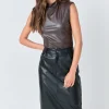 GREY LAB Tops*- Faux Leather Bodysuit BROWN