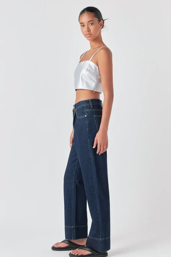 GREY LAB Tops*- Faux Leather Crop Top SILVER