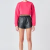 GREY LAB Shorts & Skorts | Tops*- Faux Leather Diamond Stitch Shorts BLACK