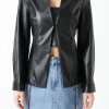 GREY LAB Jackets & Coats | Tops*- Faux Leather Jacket Set BLACK