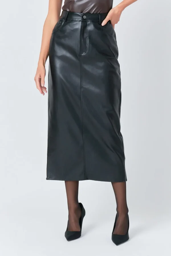 GREY LAB Skirts | Tops*- Faux Leather Maxi Skirt BLACK