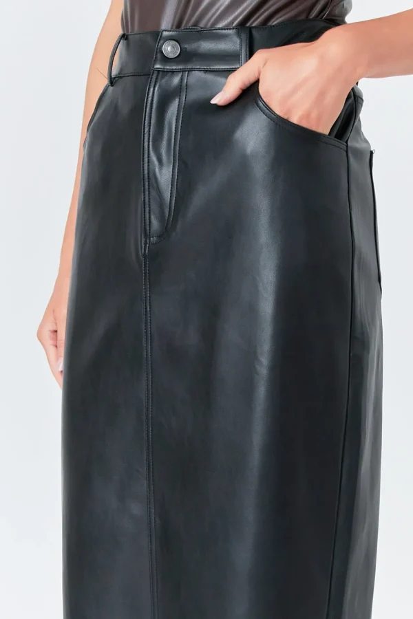GREY LAB Skirts | Tops*- Faux Leather Maxi Skirt BLACK