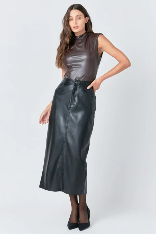 GREY LAB Skirts | Tops*- Faux Leather Maxi Skirt BLACK