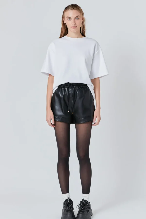 GREY LAB Shorts & Skorts | Tops*- Faux Leather Shorts BLACK
