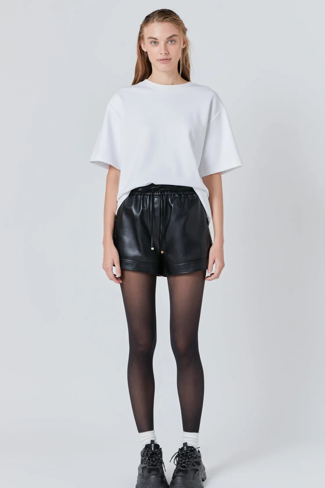 grey_lab__faux_leather_sh_1.webp GREY LAB Shorts & Skorts | Tops*- Faux Leather Shorts BLACK