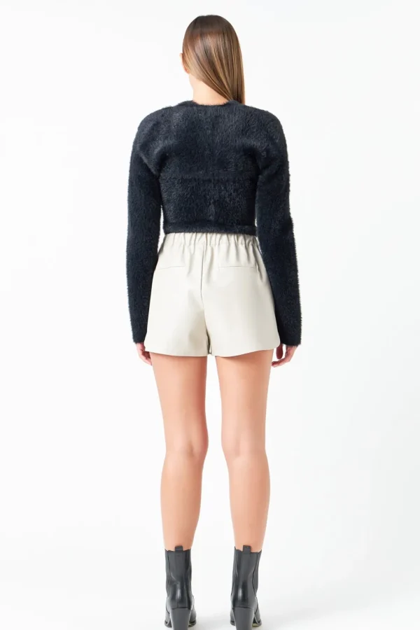 GREY LAB Shorts & Skorts | Tops*- Faux Leather Shorts with Pleated Detail