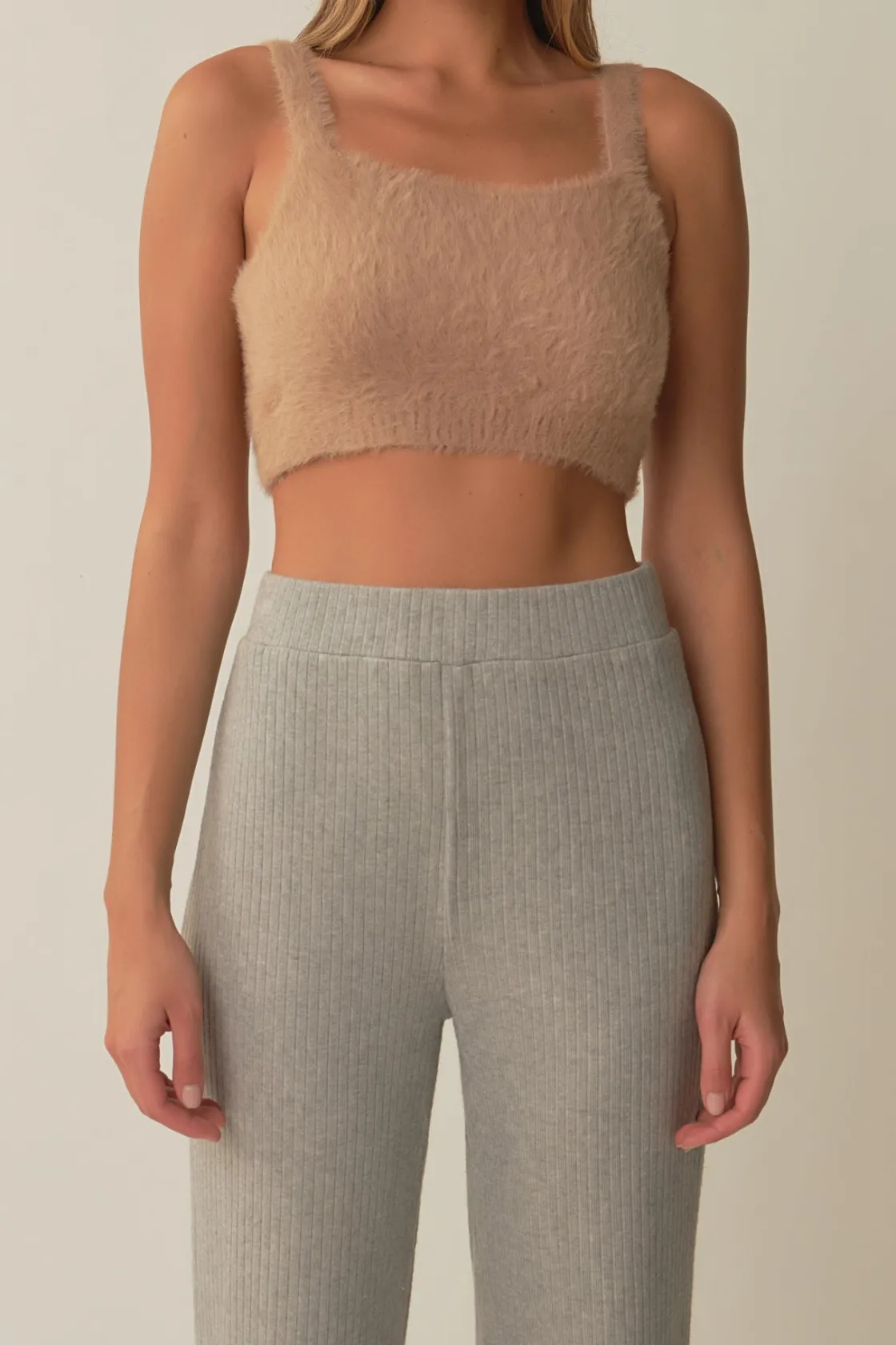 grey_lab__feather_plush_b_1.webp GREY LAB Loungewear | Sweaters & Knits*- Feather Plush Bralette Top BEIGE