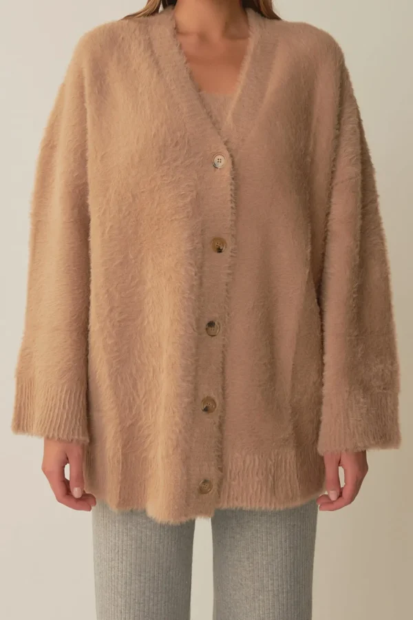 GREY LAB Loungewear | Sweaters & Knits*- Feather Plush Cardigan BEIGE