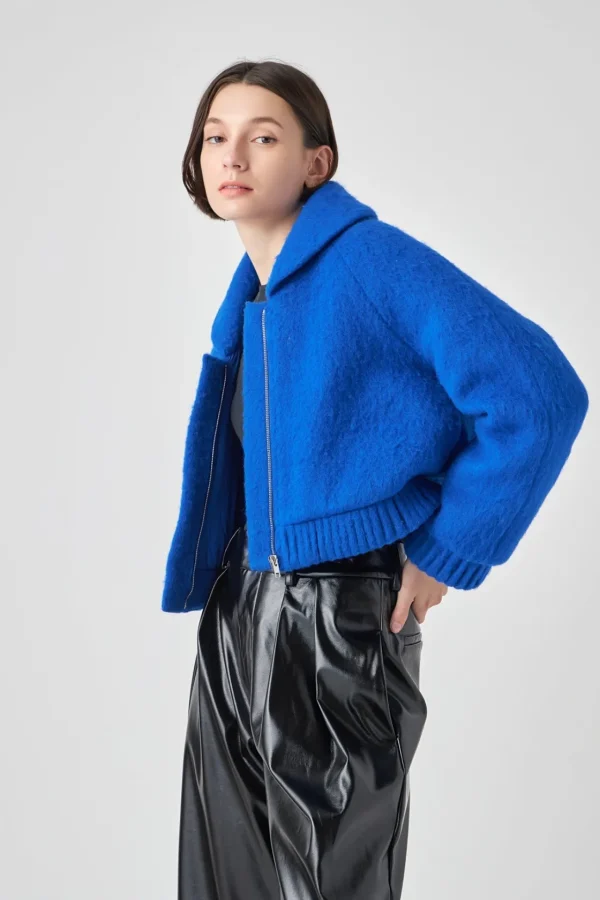 GREY LAB Jackets & Coats | Tops*- Felt Solid Bomber BLUE