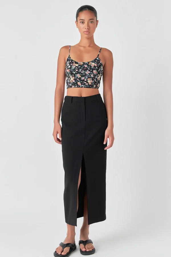 GREY LAB Tops*- Floral Cropped Tank BLACKMULTI