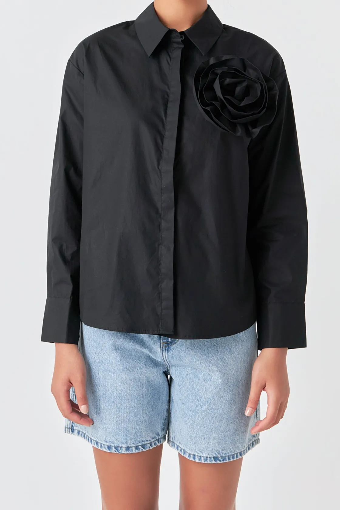 grey_lab__flower_brooch_s_1.webp GREY LAB Shirts & Blouses | Tops*- Flower Brooch Shirt BLACK
