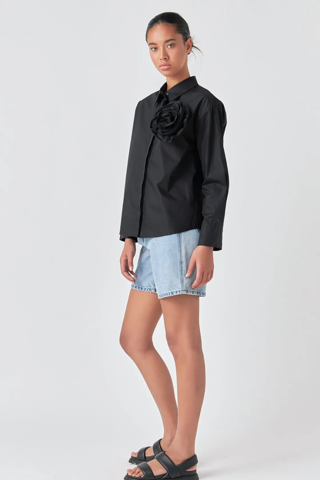 grey_lab__flower_brooch_s_2.webp GREY LAB Shirts & Blouses | Tops*- Flower Brooch Shirt BLACK