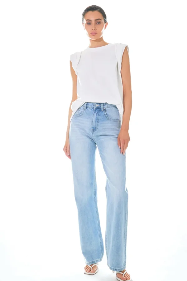 GREY LAB Tops*- Folded Sleeve Top WHITE