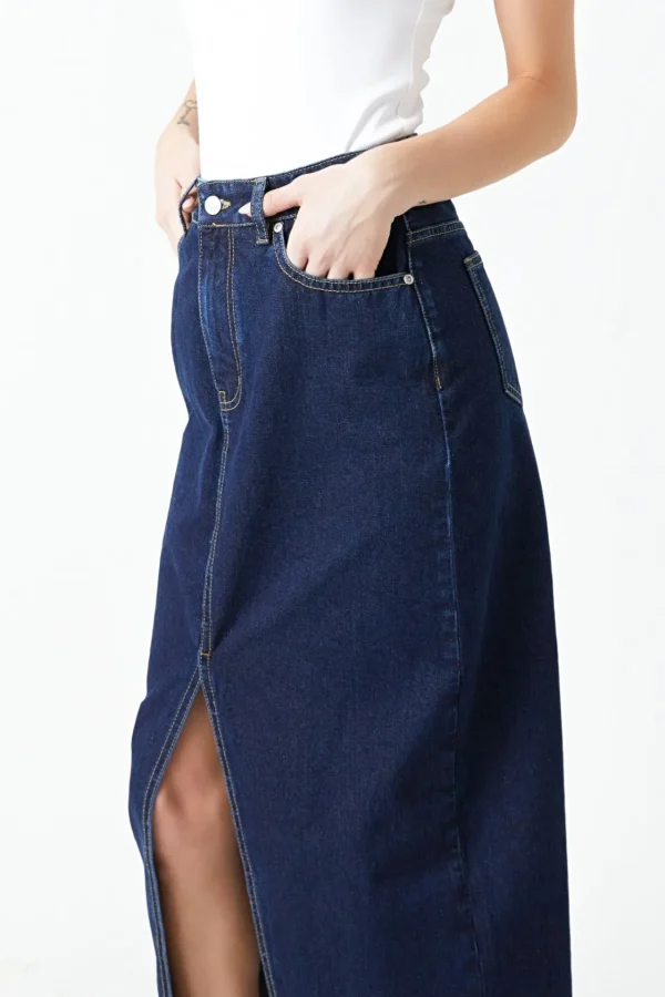 GREY LAB Matching Sets | Skirts*- Front Slit Denim Maxi Skirt