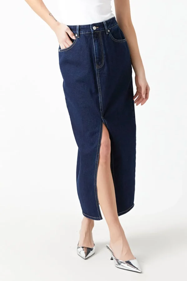GREY LAB Matching Sets | Skirts*- Front Slit Denim Maxi Skirt