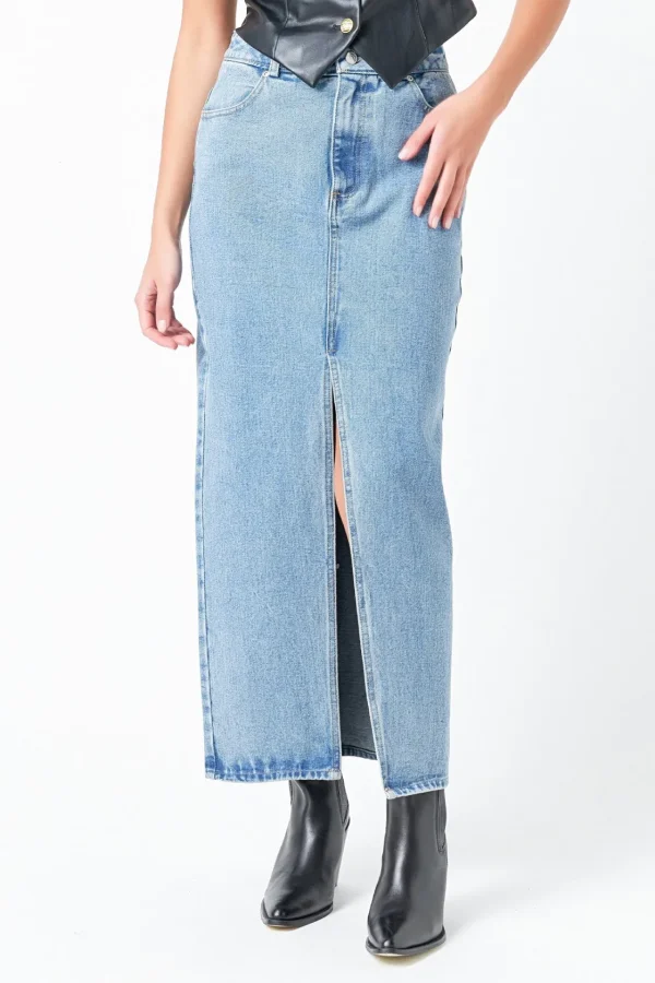 GREY LAB Matching Sets | Skirts*- Front Slit Denim Maxi Skirt