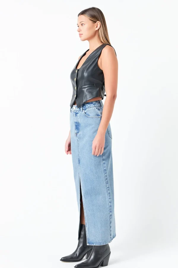 GREY LAB Matching Sets | Skirts*- Front Slit Denim Maxi Skirt