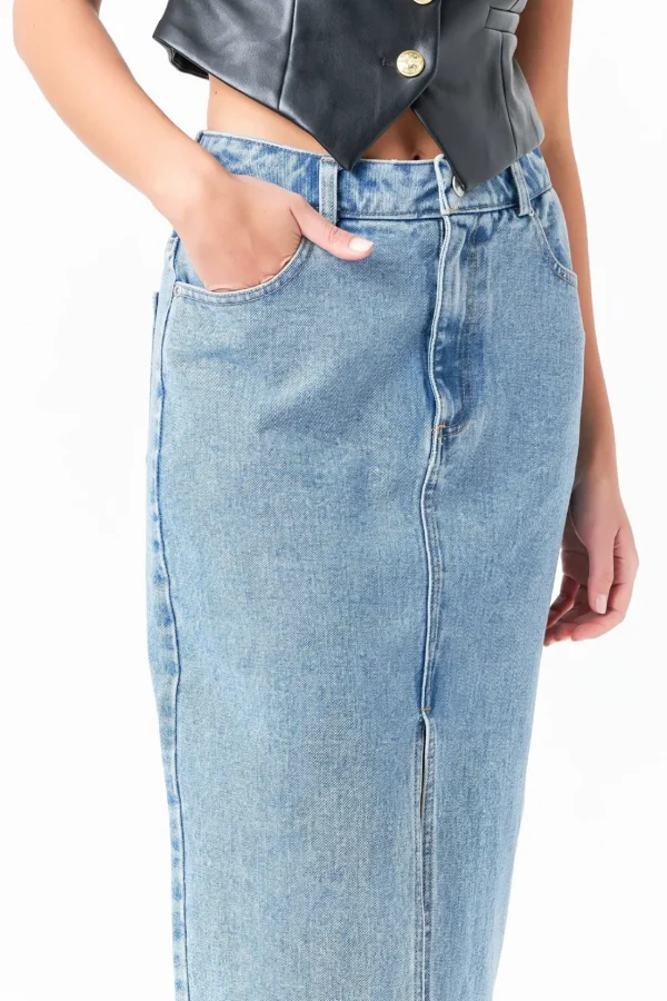 GREY LAB Matching Sets | Skirts*- Front Slit Denim Maxi Skirt
