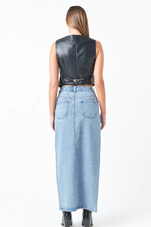 GREY LAB Matching Sets | Skirts*- Front Slit Denim Maxi Skirt