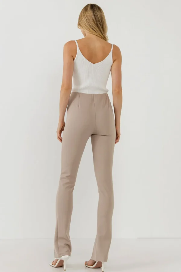 GREY LAB Pants*- Front Slit Flares TAUPE
