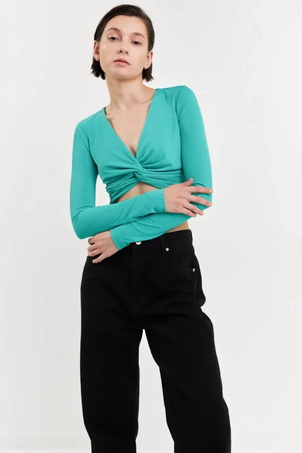 GREY LAB Sweaters & Knits | Tops*- Front Twist Cropped Long Sleeve