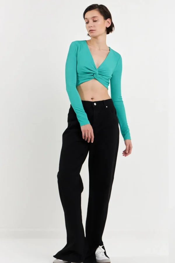 GREY LAB Sweaters & Knits | Tops*- Front Twist Cropped Long Sleeve