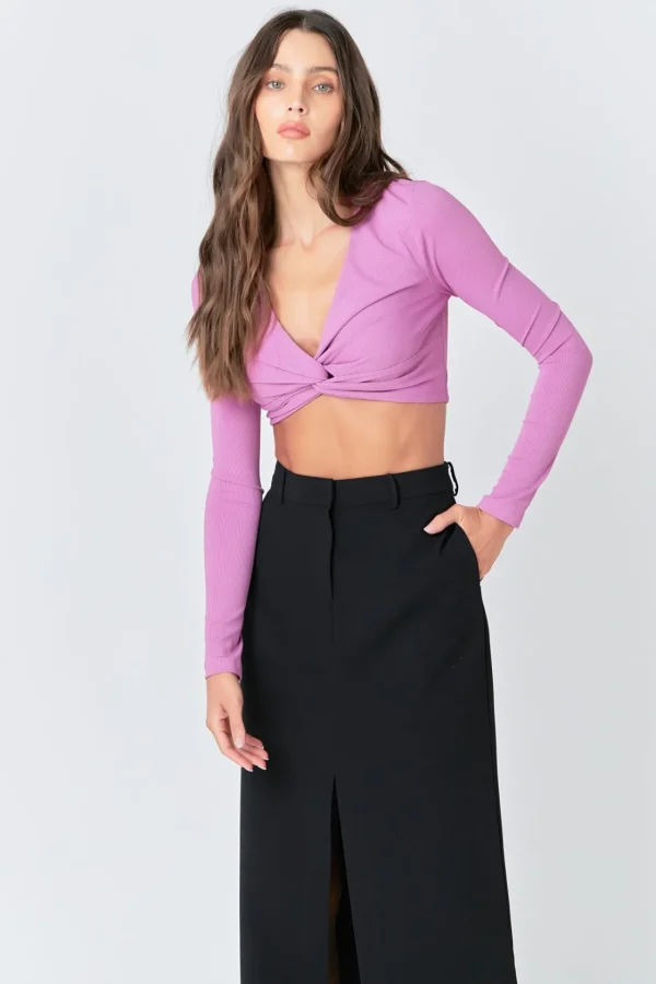 GREY LAB Sweaters & Knits | Tops*- Front Twist Cropped Long Sleeve
