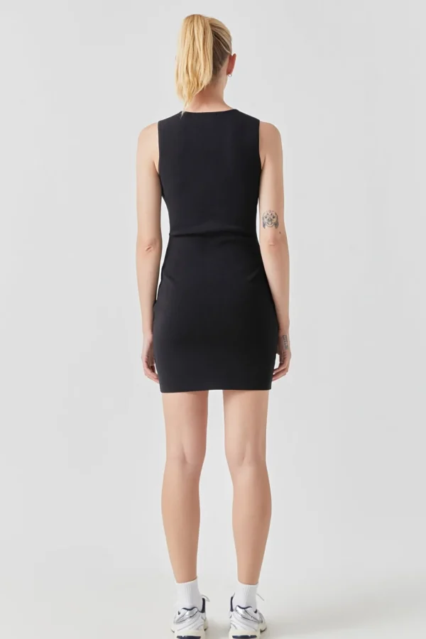 GREY LAB Knit Dresses | Little Black Dress*- Front Zip Sleeveless Knit Mini Dress BLACK