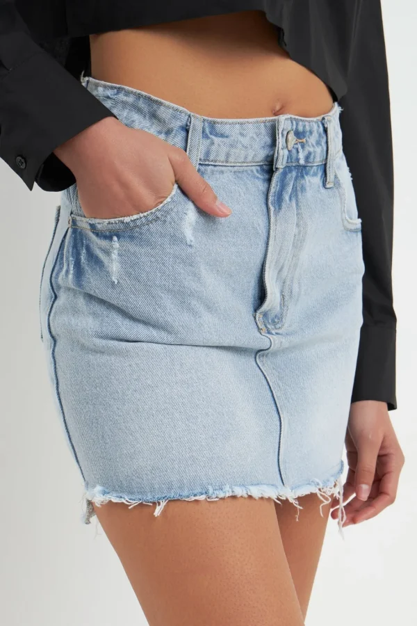 GREY LAB Denim | Skirts*- High Low Acid Wash Skirt DENIM