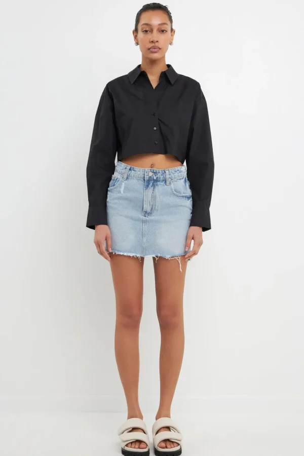 GREY LAB Denim | Skirts*- High Low Acid Wash Skirt DENIM