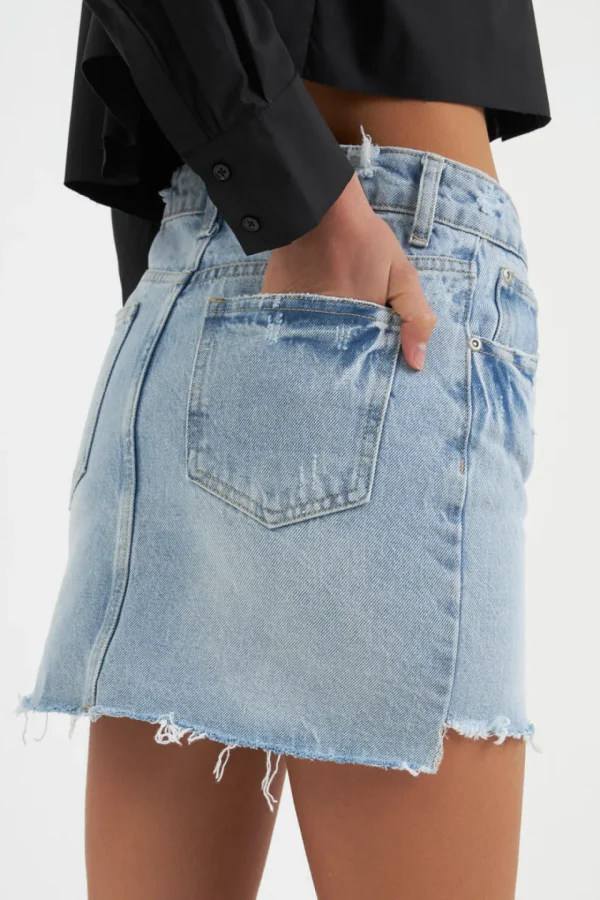 GREY LAB Denim | Skirts*- High Low Acid Wash Skirt DENIM