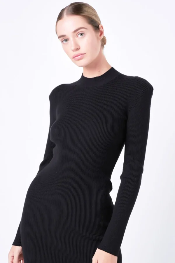 GREY LAB Knit Dresses | Sweaters & Knits*- High Neck Knit Dress BLACK