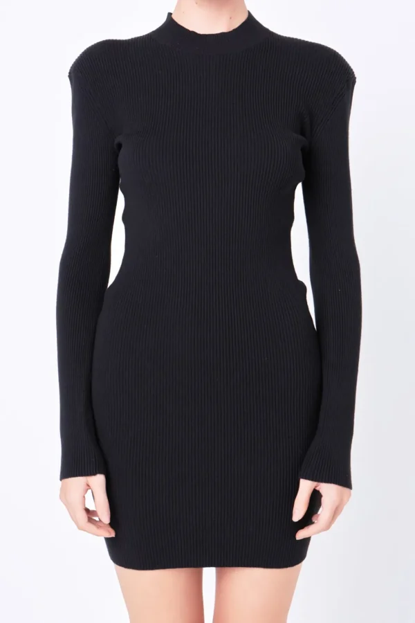 GREY LAB Knit Dresses | Sweaters & Knits*- High Neck Knit Dress BLACK
