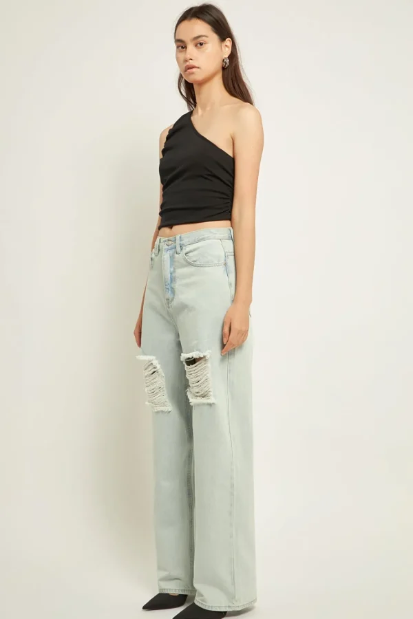 GREY LAB Denim | Tops*- High Waist Destroyed Jeans DENIM