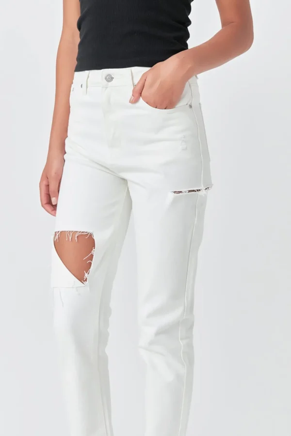 GREY LAB Denim | Tops*- High Waist Ripped Jeans