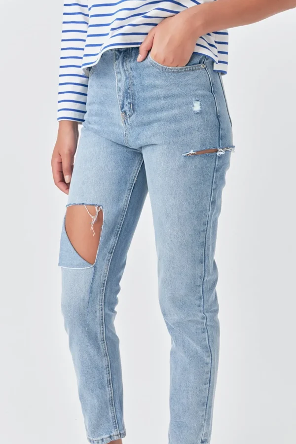 GREY LAB Denim | Tops*- High Waist Ripped Jeans