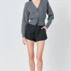 GREY LAB Shorts & Skorts | Tops*- High Waisted Nylon Shorts BLACK