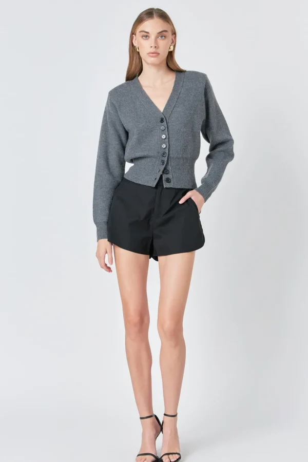 GREY LAB Shorts & Skorts | Tops*- High Waisted Nylon Shorts BLACK